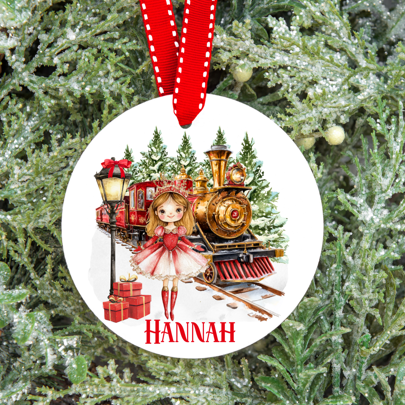 Personalised Sugarplum Fairy Express Train Christmas Tree Decoration