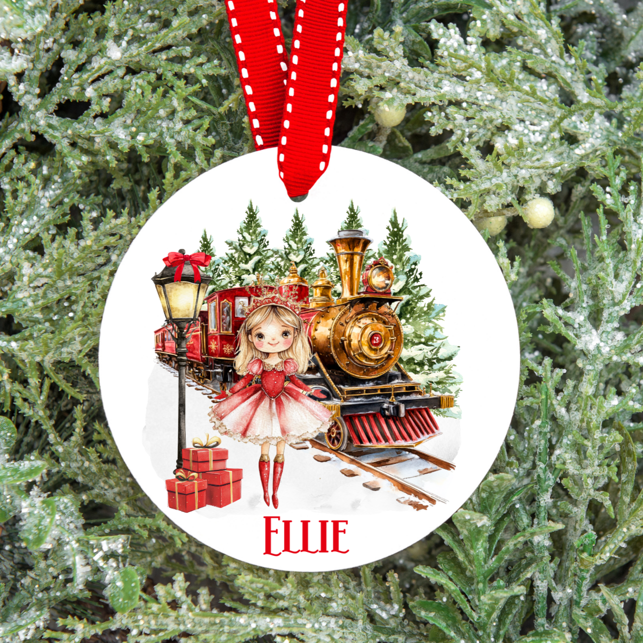 Personalised Sugarplum Fairy Express Train Christmas Tree Decoration