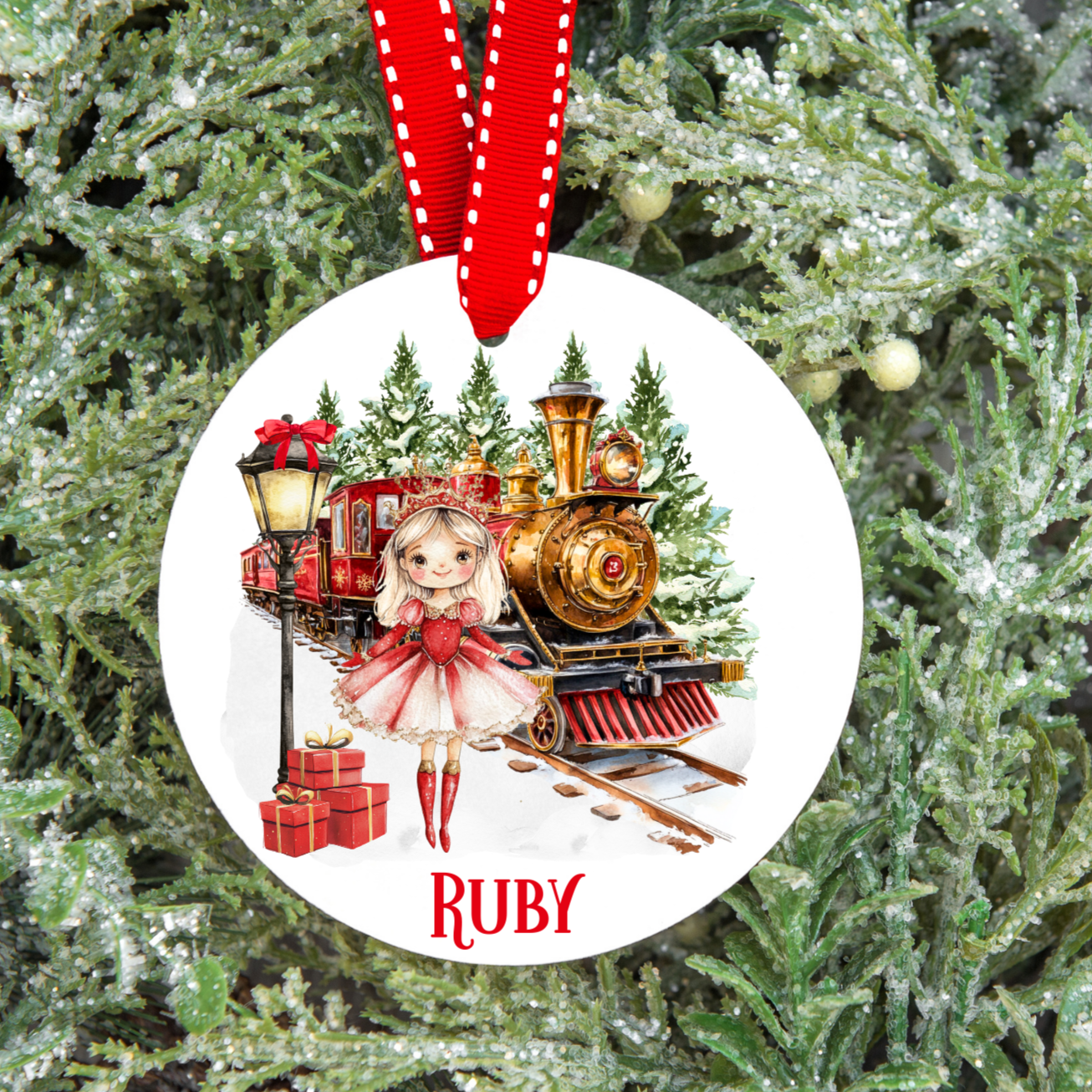 Personalised Sugarplum Fairy Express Train Christmas Tree Decoration