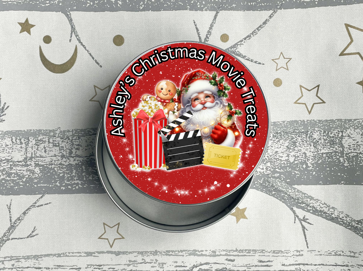 Personalised Christmas Movie Night Treat Tin