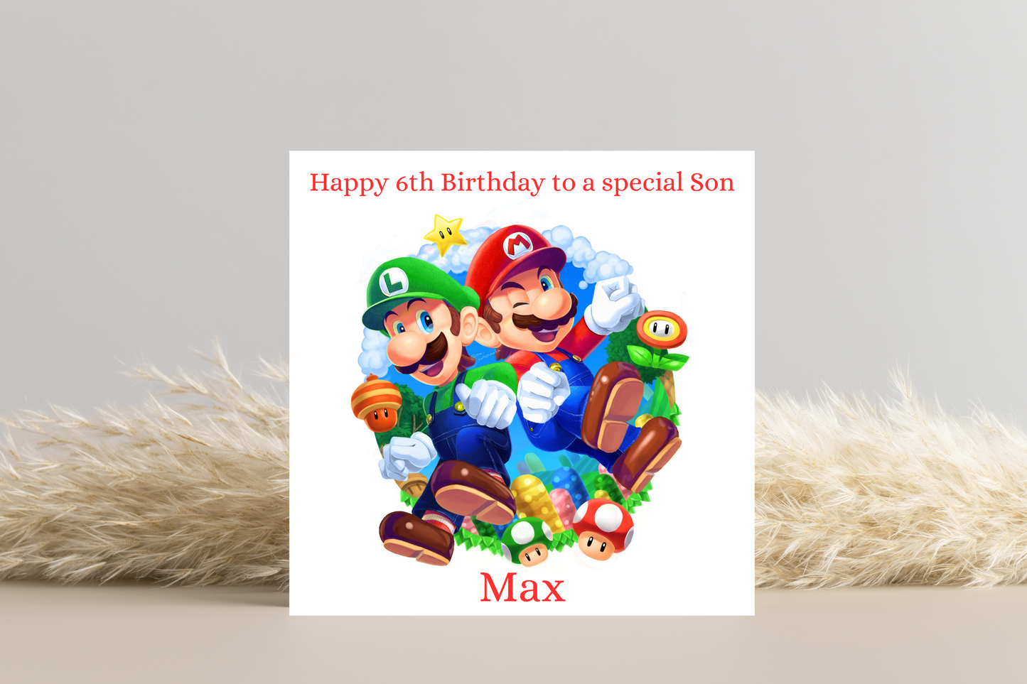 Personalised Super Mario Birthday Card - Add Any Name and Age - Delightful and Nostalgic Gaming-Themed Card