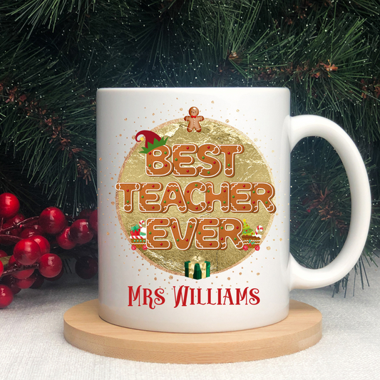 Best Teacher Ever Personalised Christmas Mug