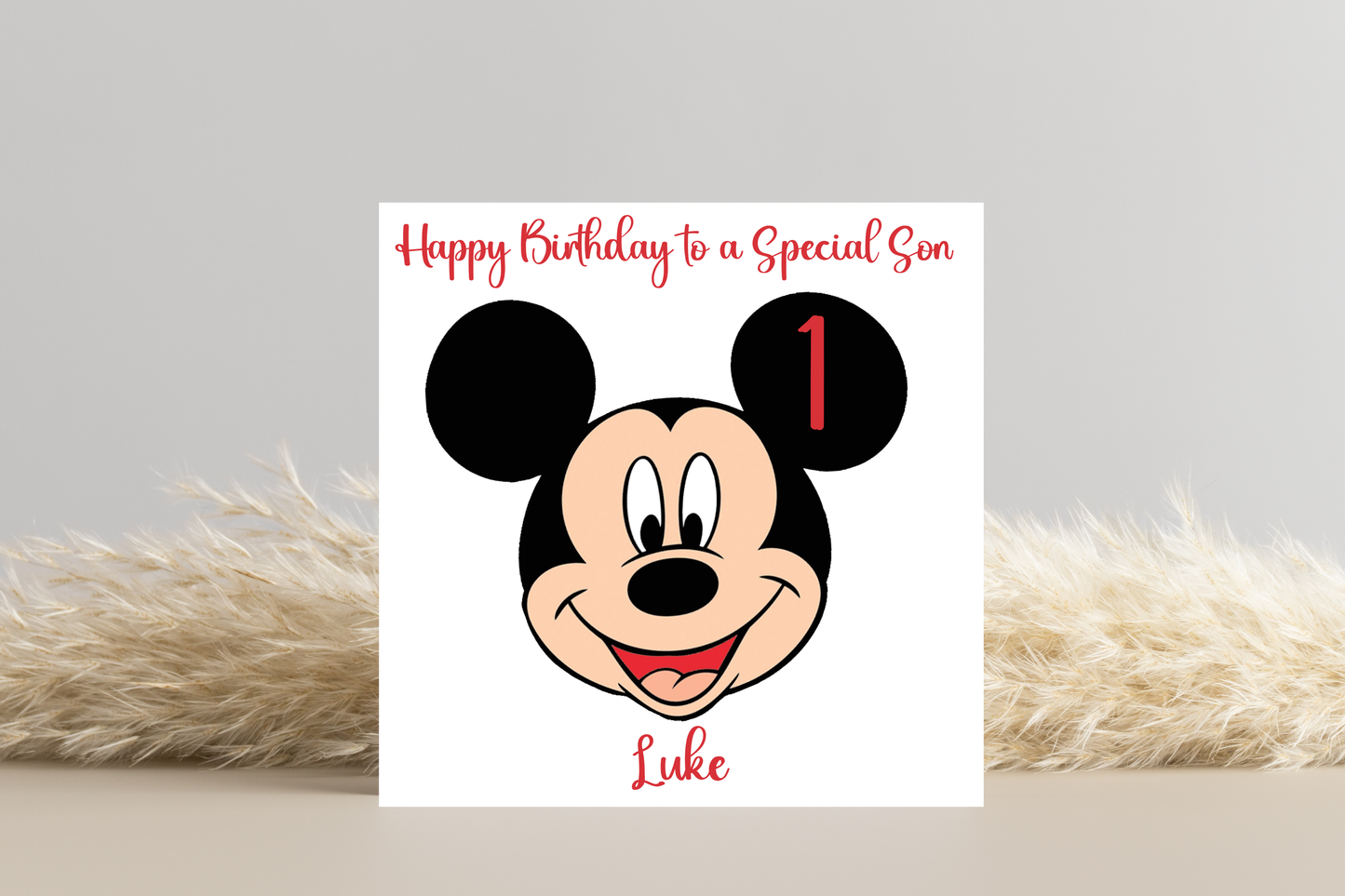 Mickey Mouse Birthday Card - Personalise with Name & Age