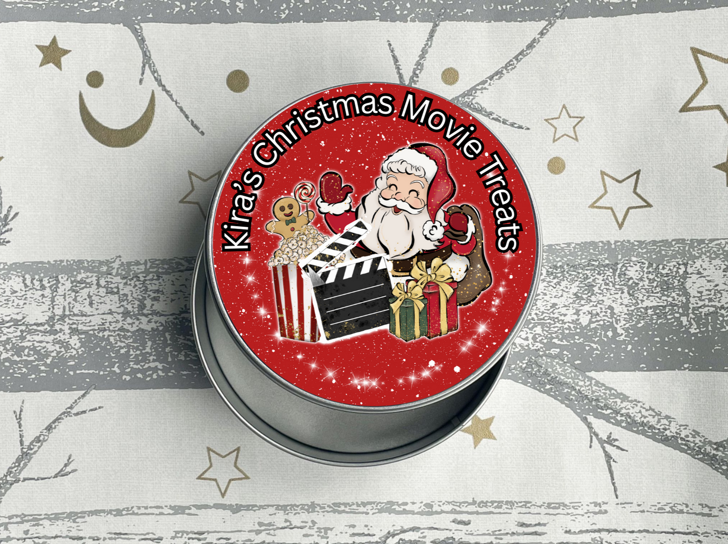 Personalised Christmas Movie Night Treat Tin