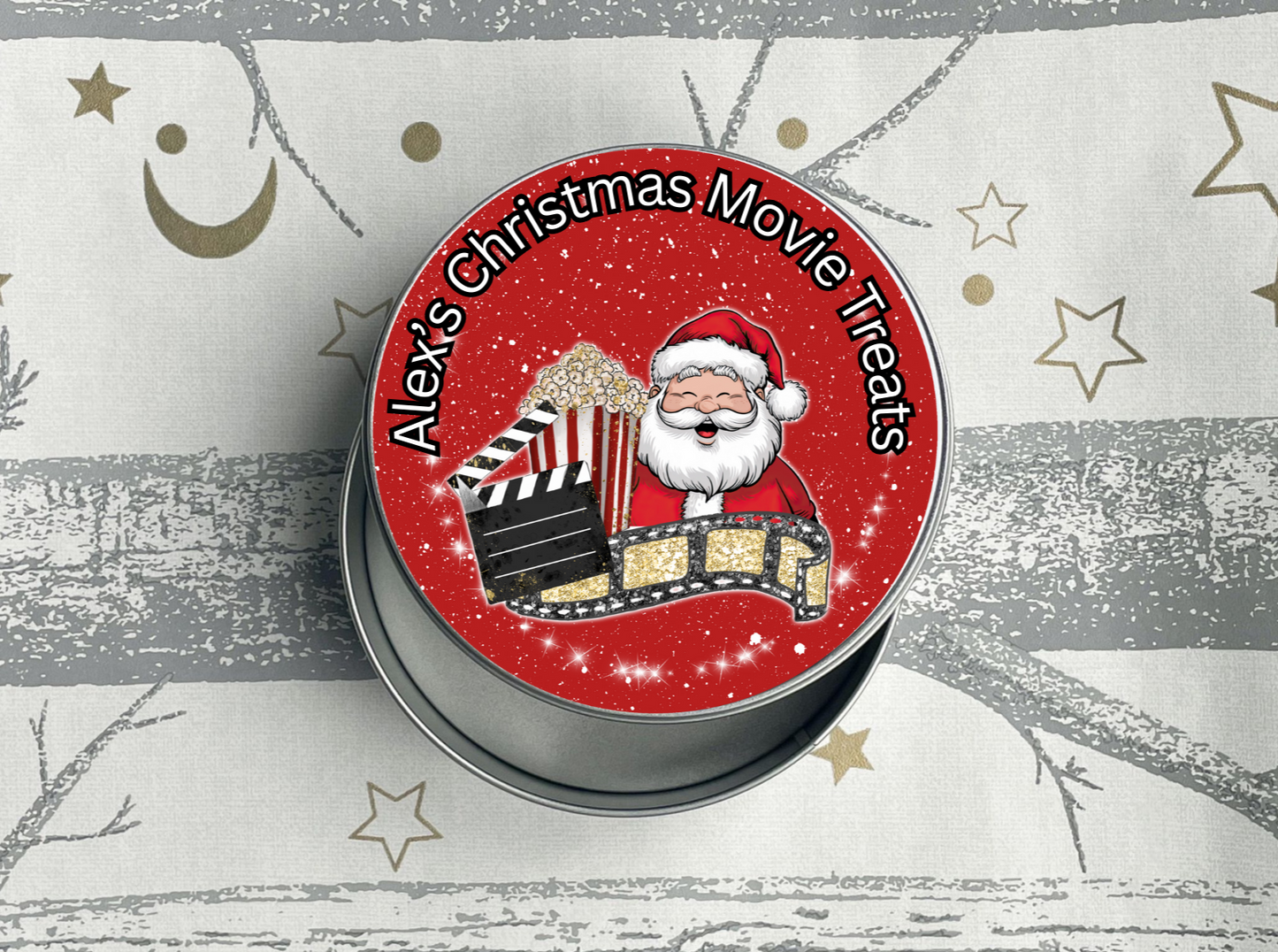 Personalised Christmas Movie Night Treat Tin