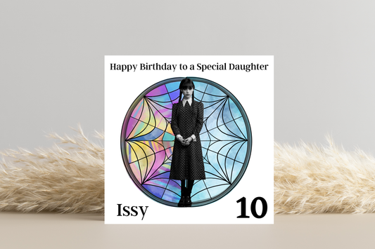 Personalised Wednesday Addams Birthday Card