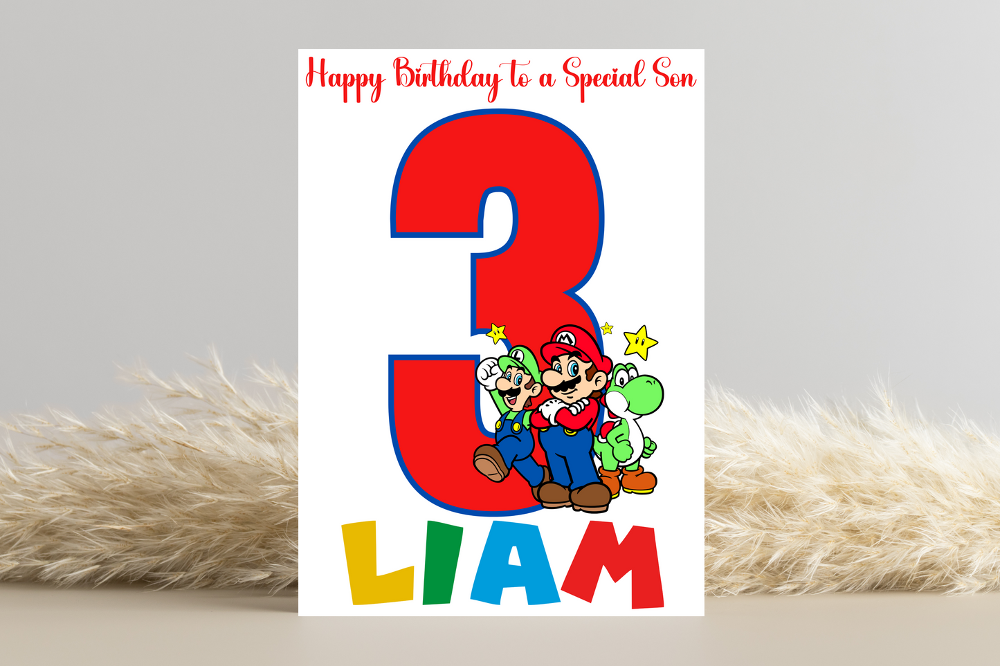 Personalised Super Mario Number Birthday Card