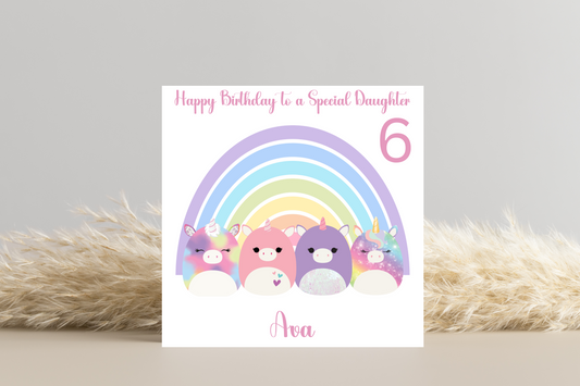 Personalised Unicorn Squishmallow Birthday Card