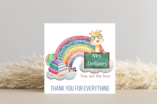 Personalised Thank You Teacher End of Year Card