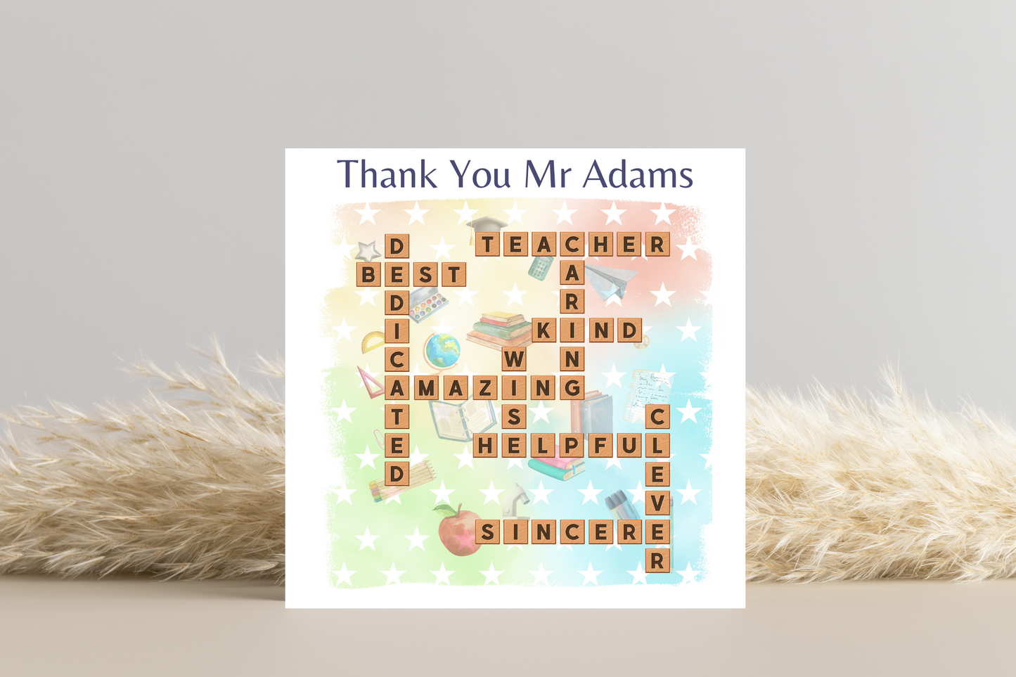 Thank You Teacher End Of Year Personalised Crossword Card