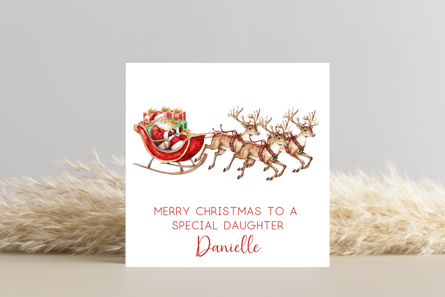 Personalised Santa and his Sleigh Christmas Card