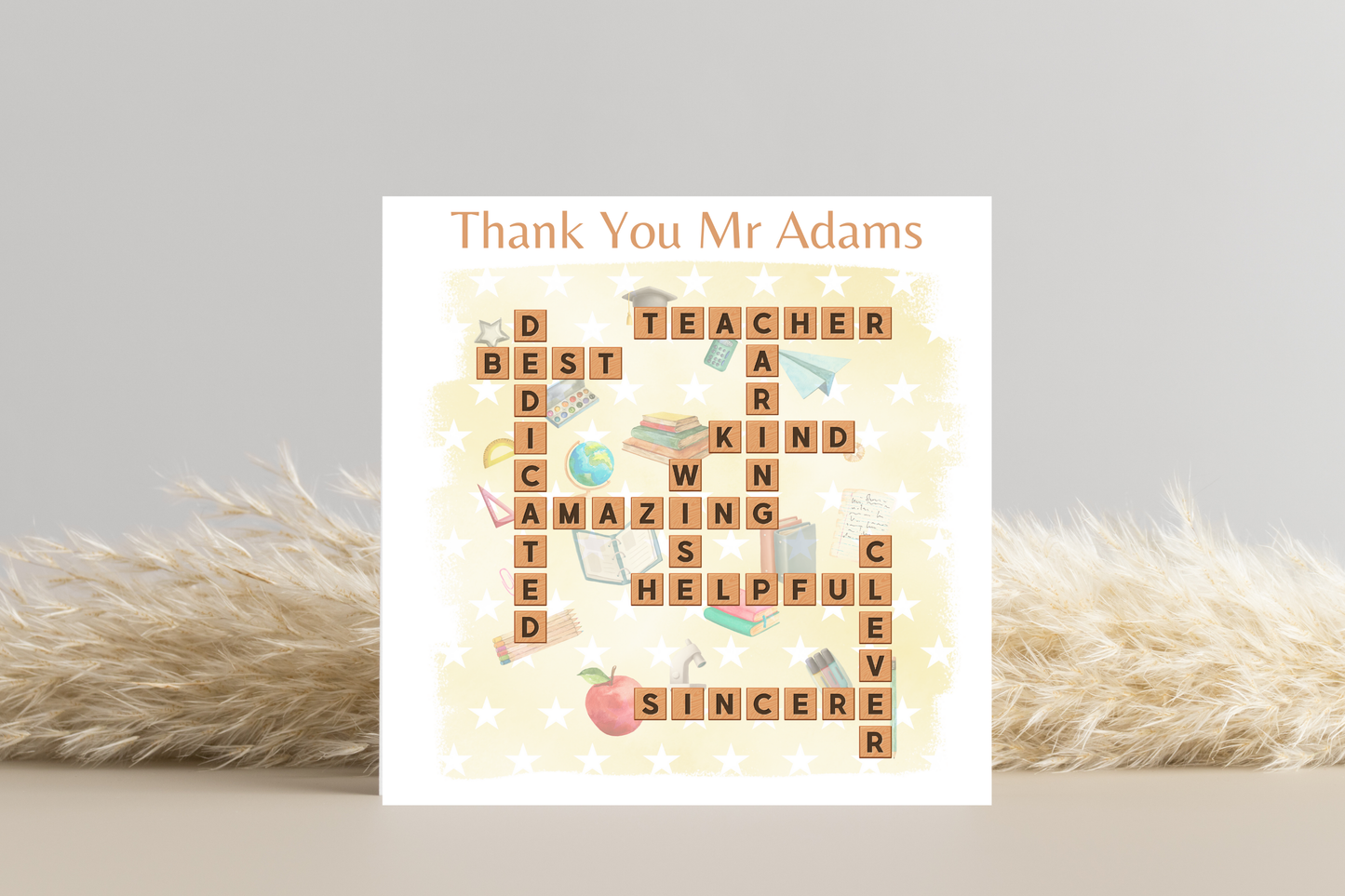 Thank You Teacher End Of Year Personalised Crossword Card