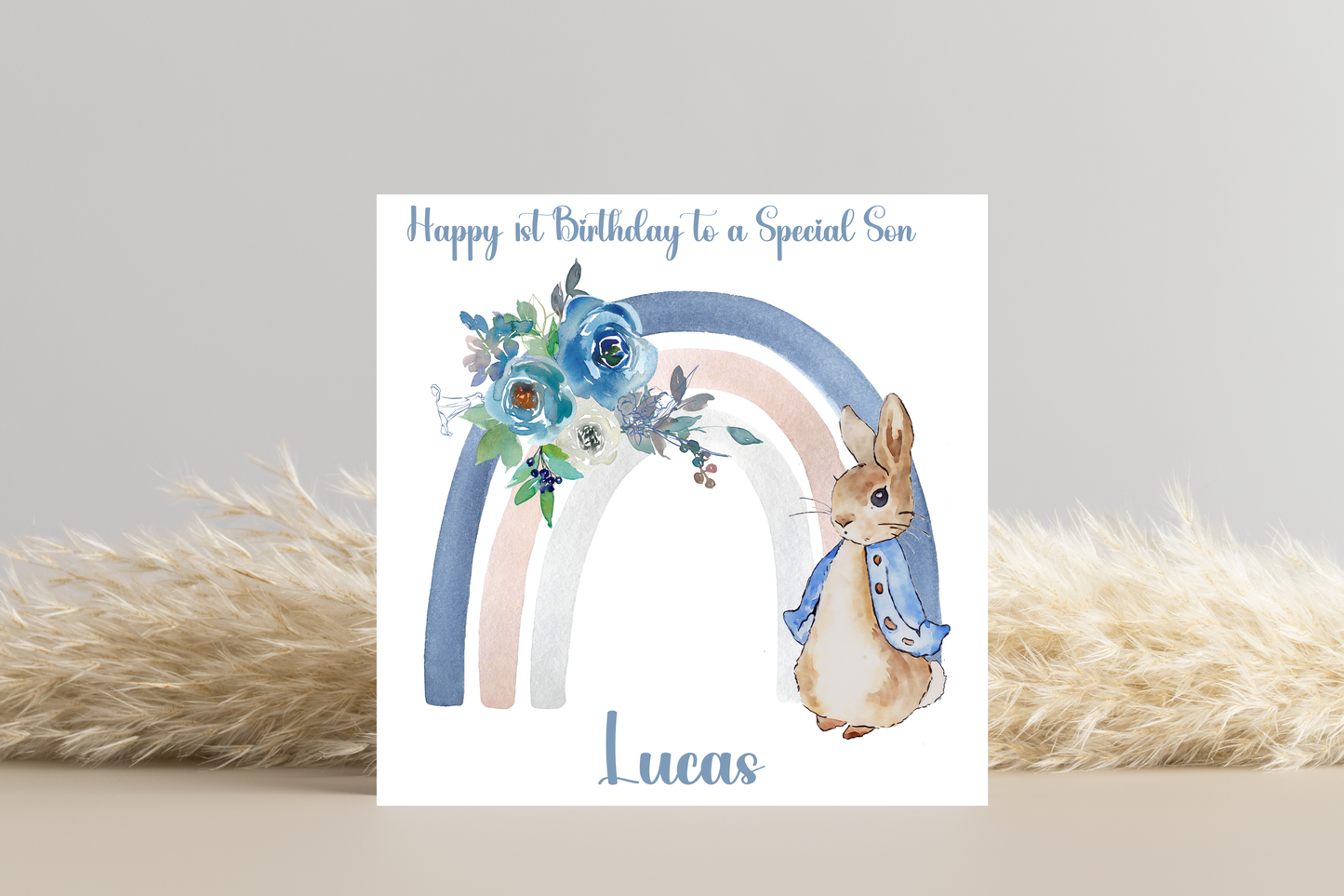 Personalised Peter Rabbit Rainbow Birthday Card