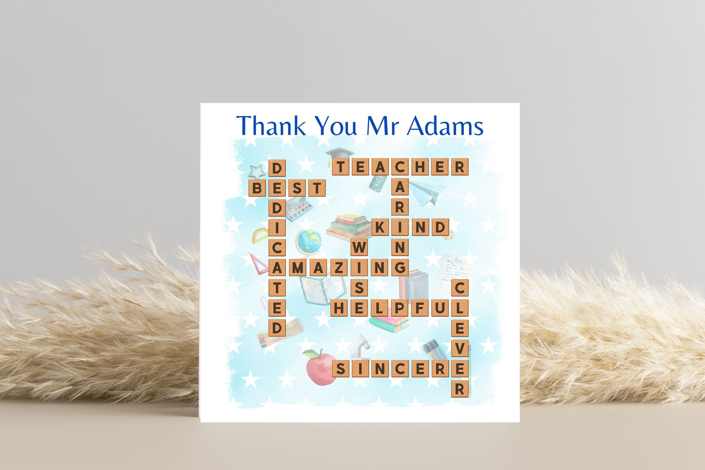 Thank You Teacher End Of Year Personalised Crossword Card