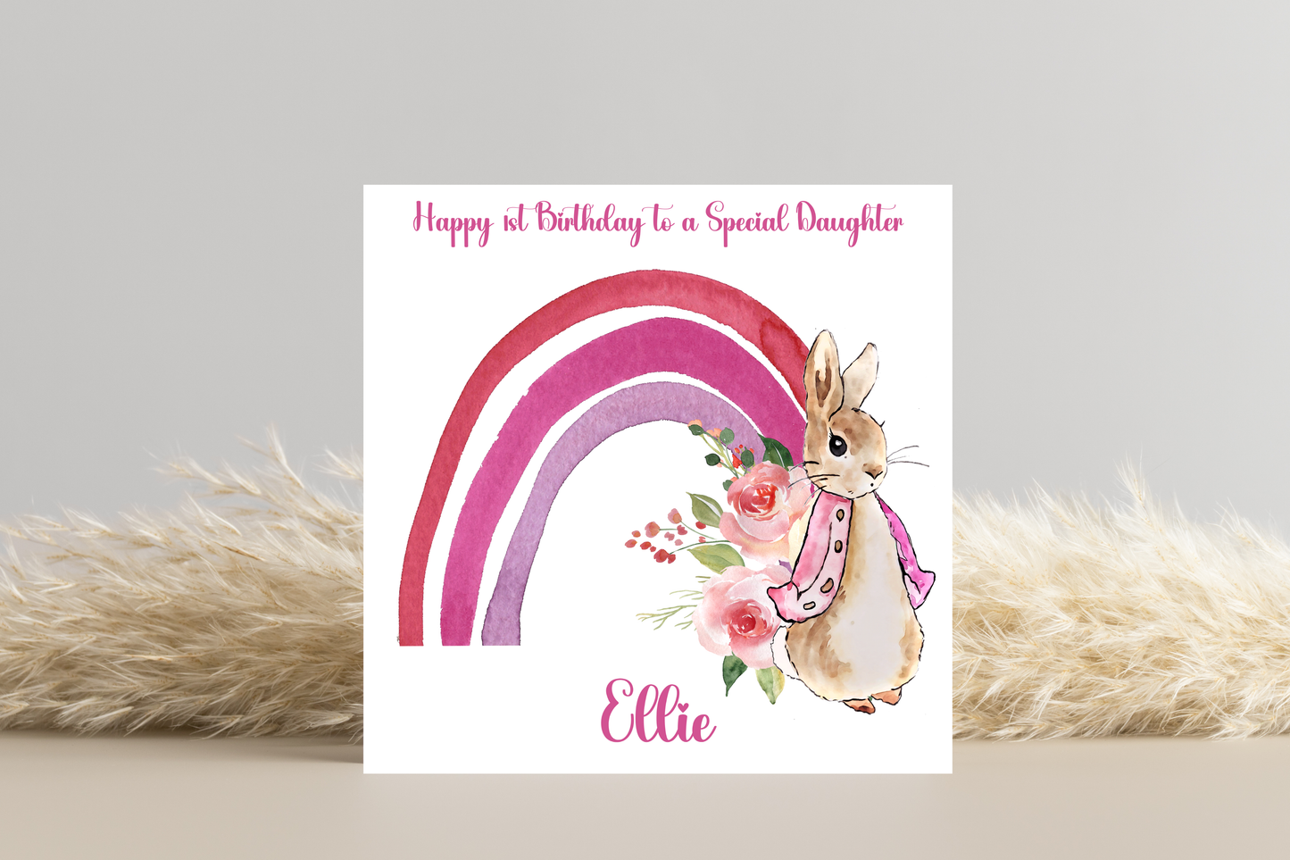 Personalised Peter Rabbit Rainbow Birthday Card