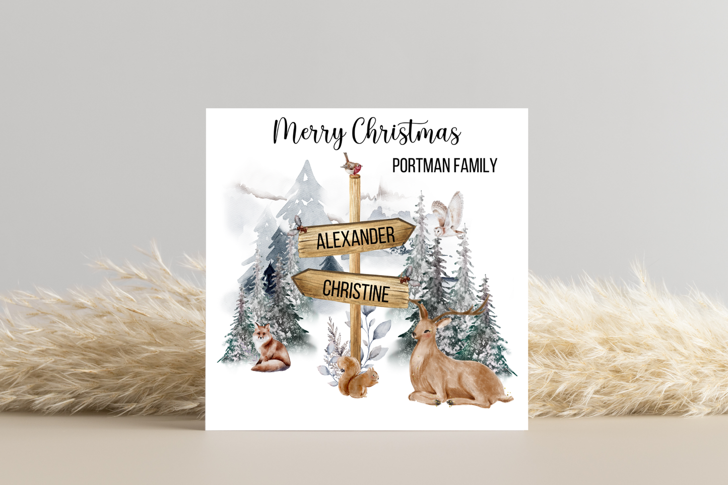 Personalised Family Christmas Card Winter Scene