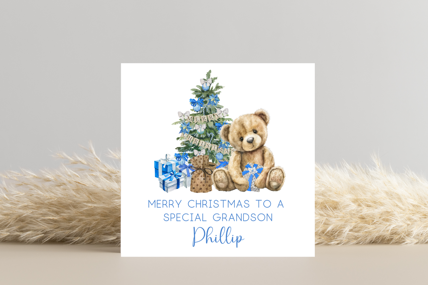 Personalised Teddy Bear Christmas Card