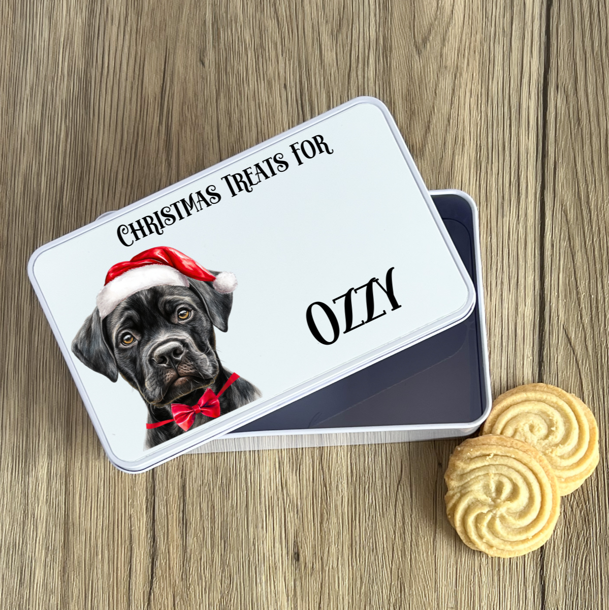 Personalised Dog Christmas Treat Tin