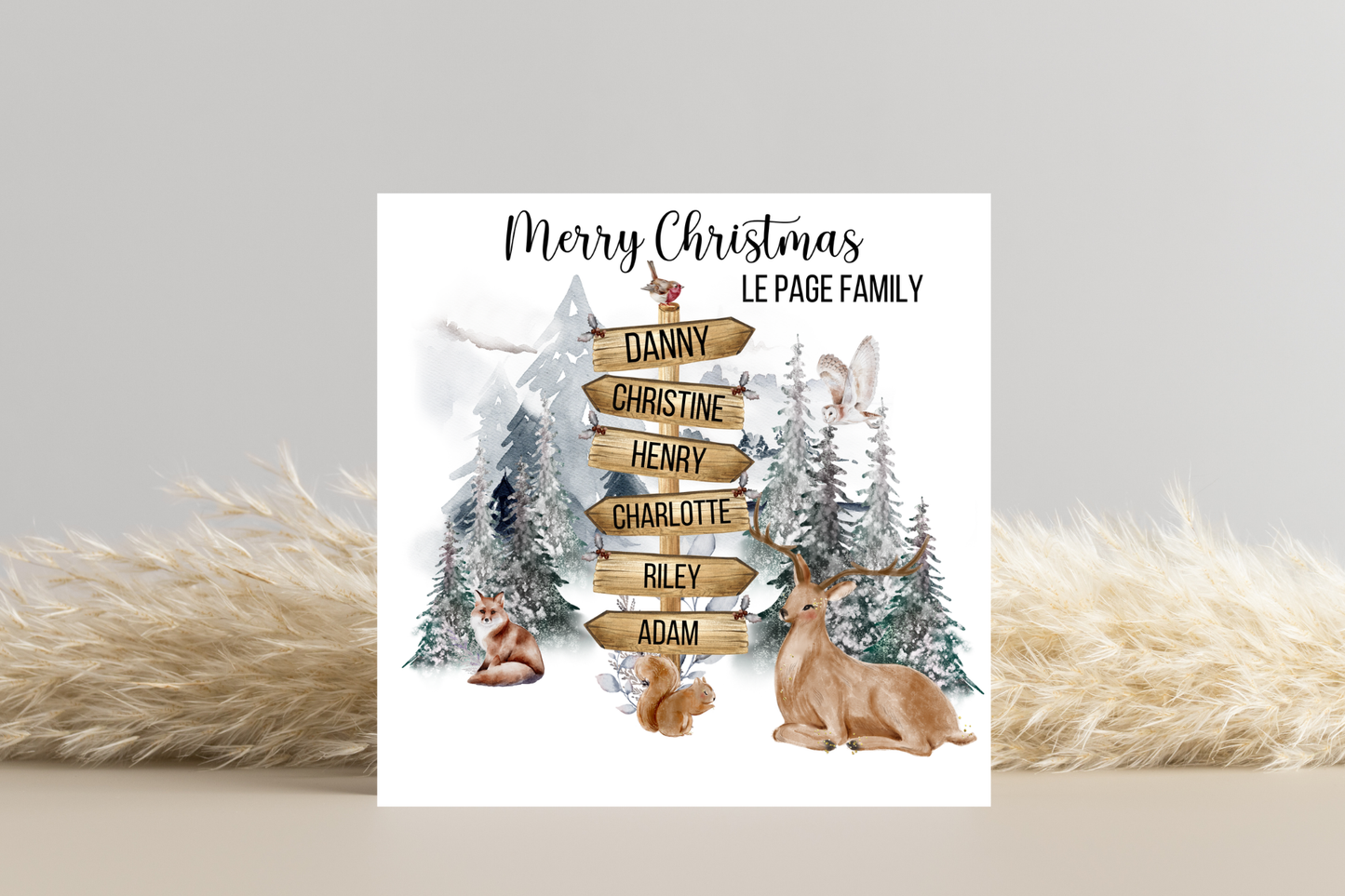 Personalised Family Christmas Card Winter Scene