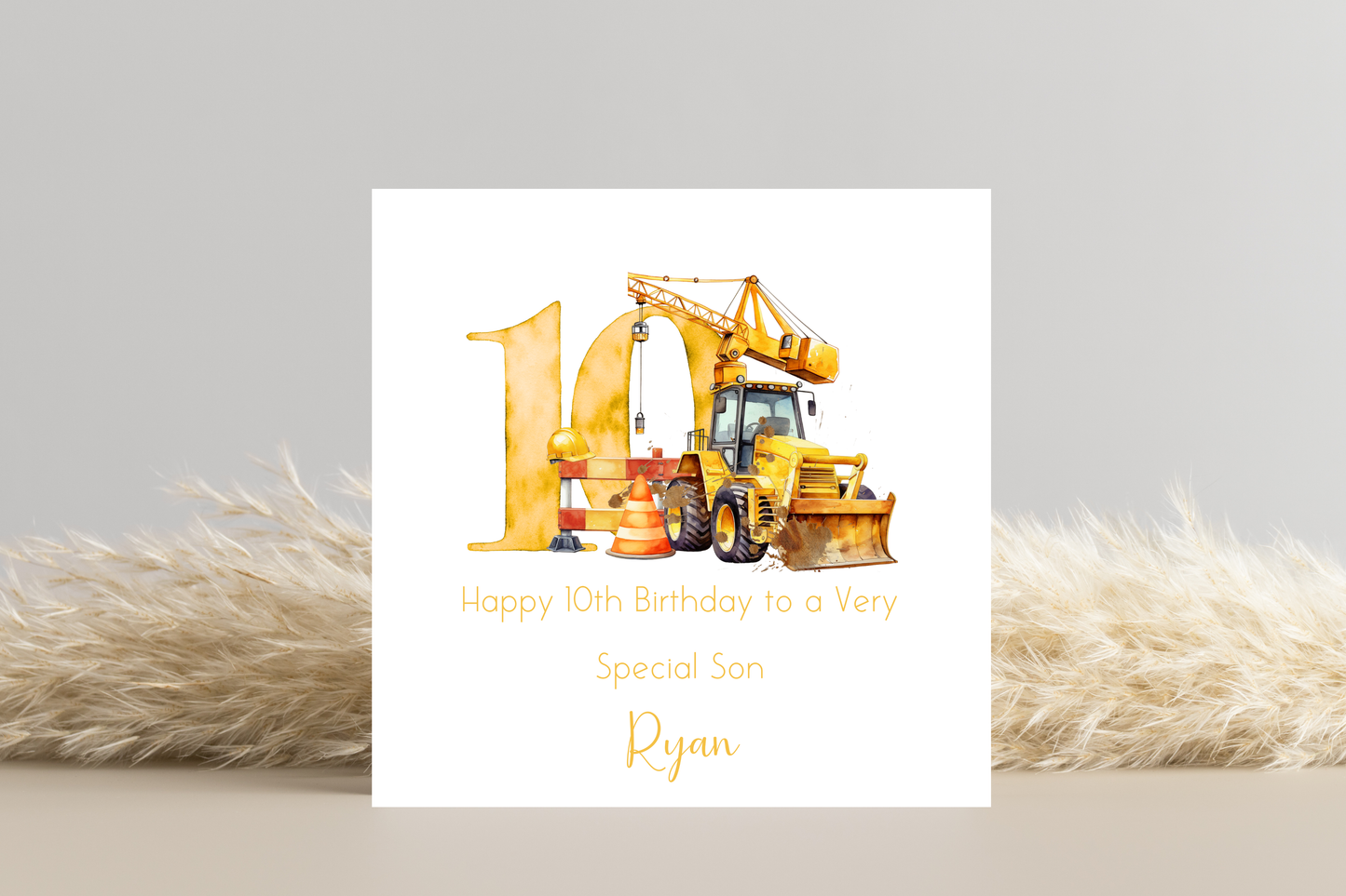 Personalised Digger Construction Themed Birthday Card