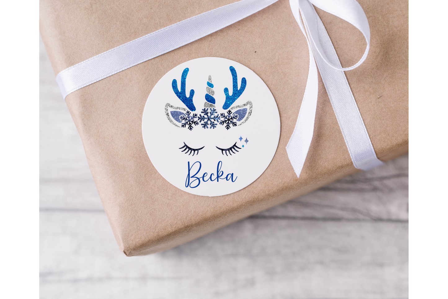 Personalised Unicorn Face Christmas Present Labels - 12 per sheet