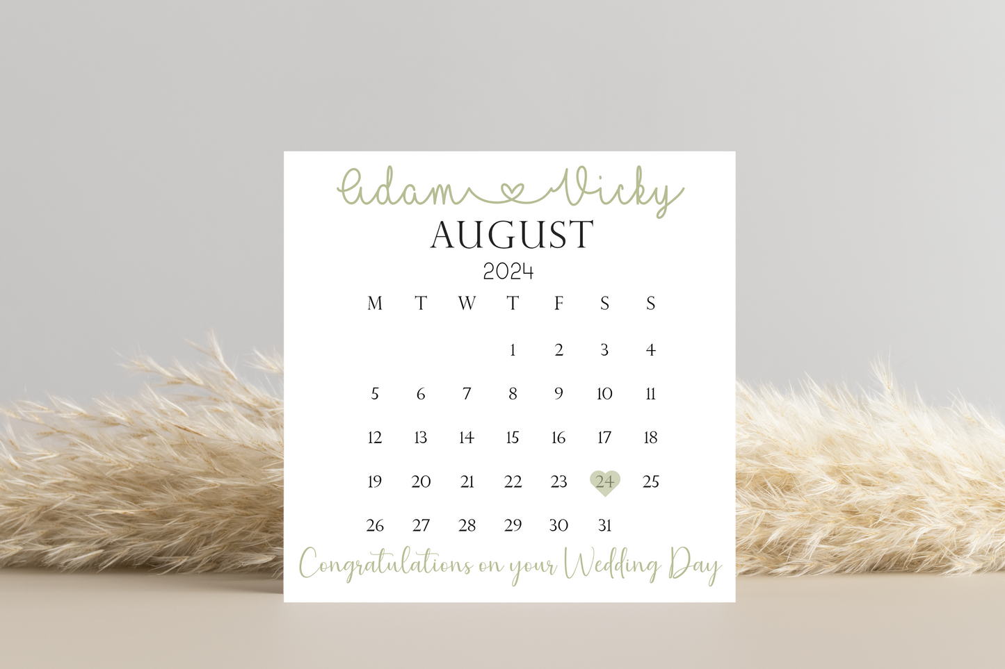 Personalised Wedding Date wedding day Card