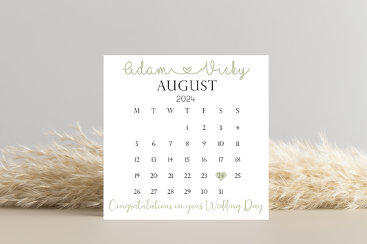 Personalised Wedding Date wedding day Card