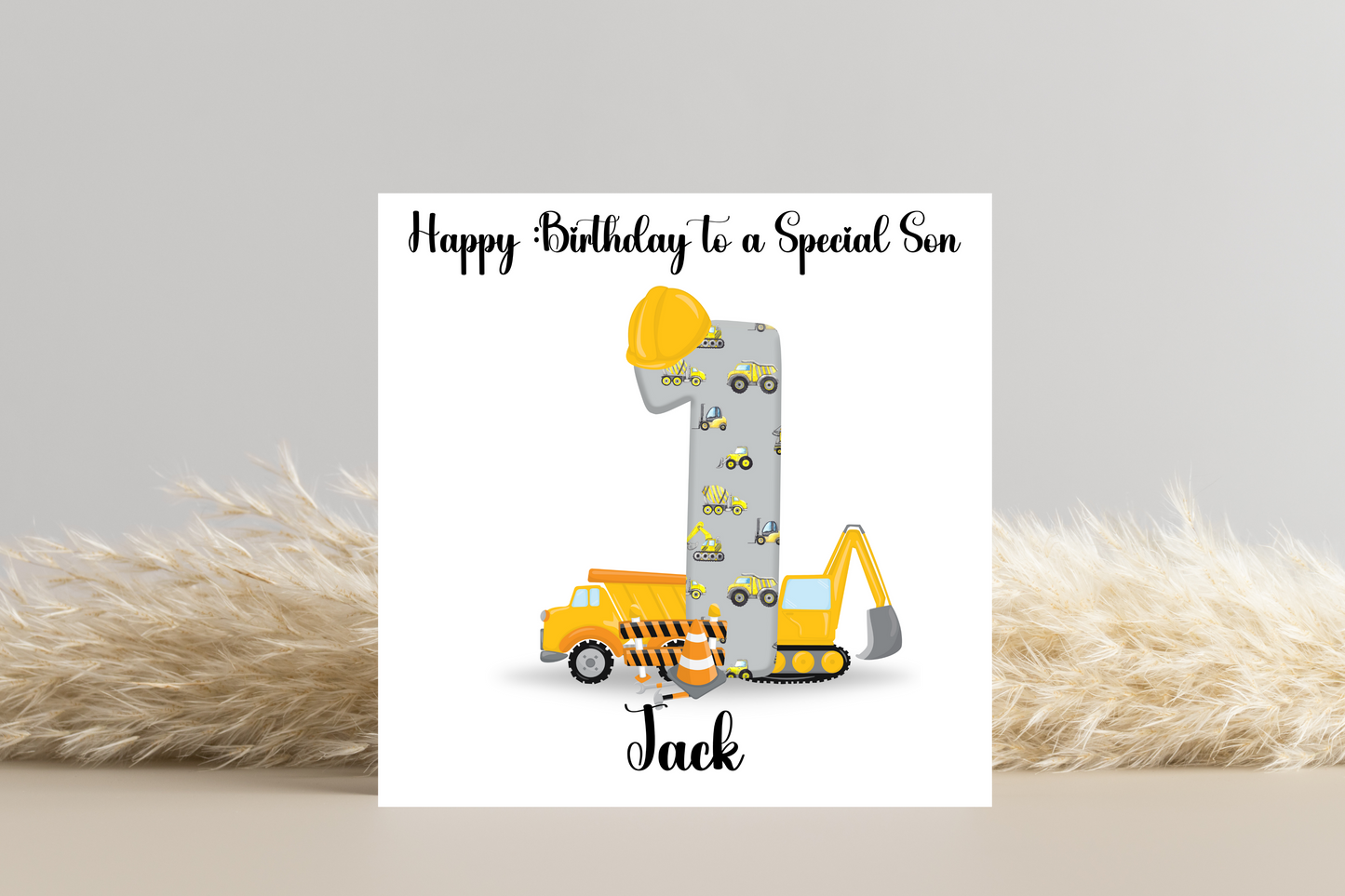 Personalised Digger Construction Themed Birthday Card