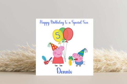 Peppa Pig Birthday Card | Personalised Birthday Card