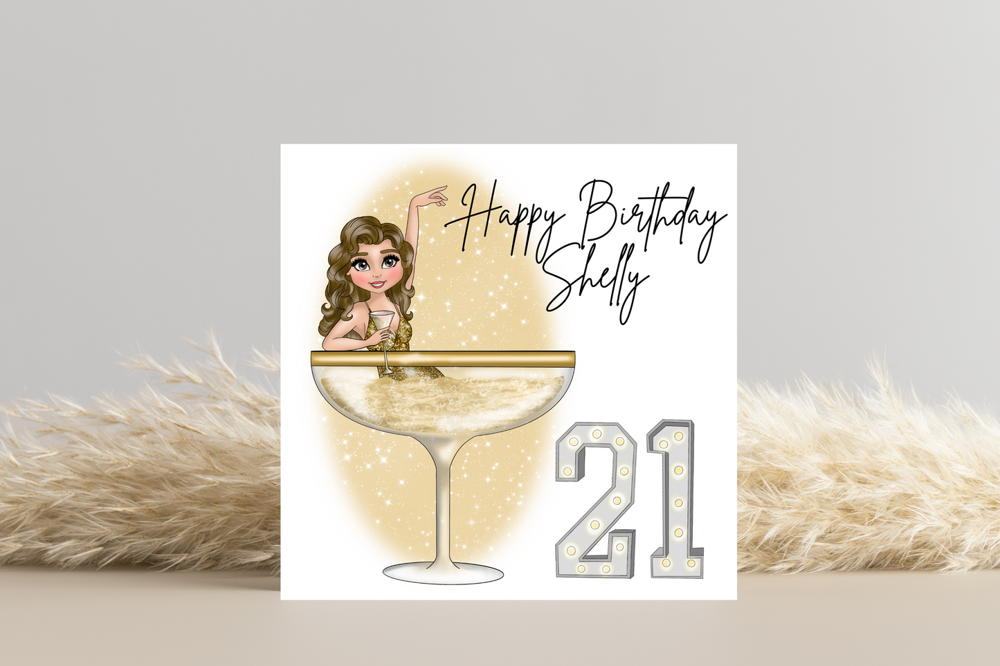 21st Personalised Birthday Card for Her - Martini Girl