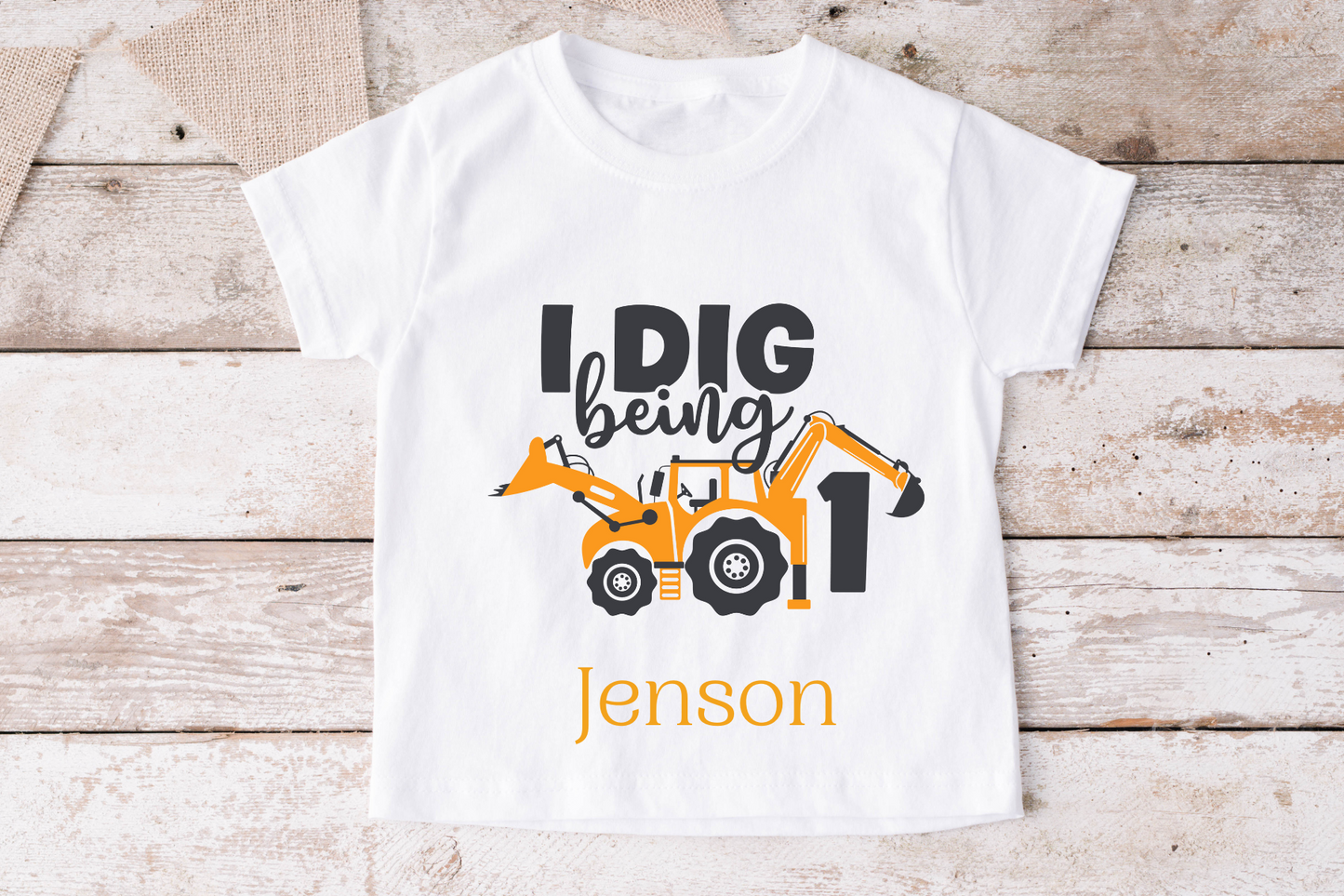 I dig being age Personalised Construction Birthday t-shirt