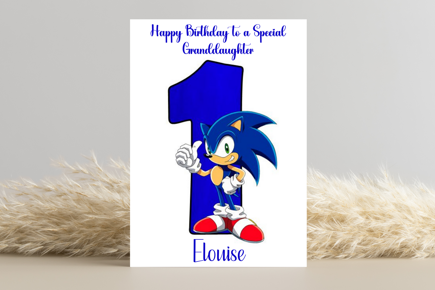 Personalised Sonic the Hedgehog Number Birthday Card