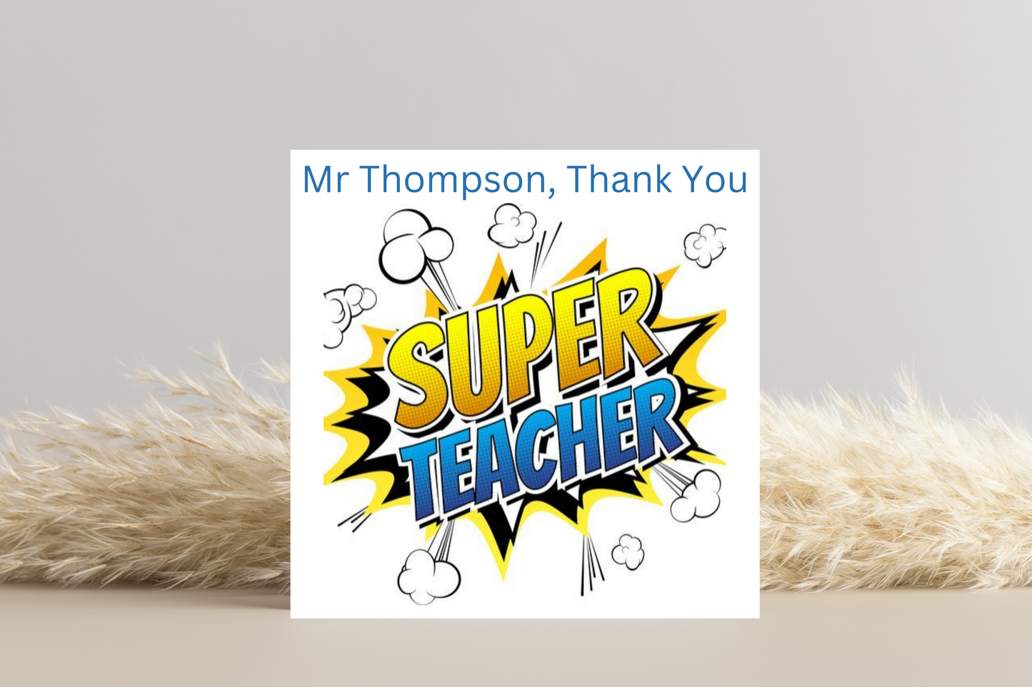 Personalised Thank You Teacher Card | Bright Vibrant Design | Customisable with Teacher's Name | Teaching Assistants | Head teacher|