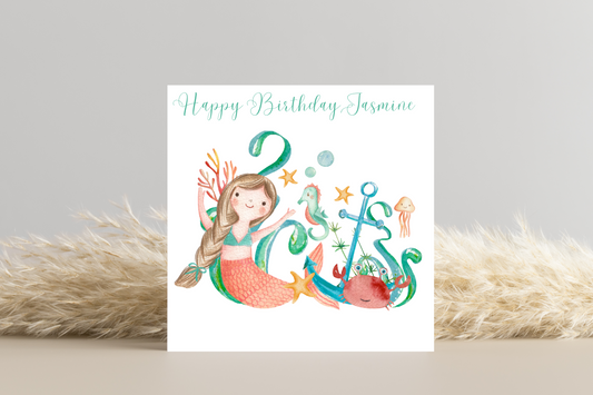 Personalized  Mermaid Birthday Card