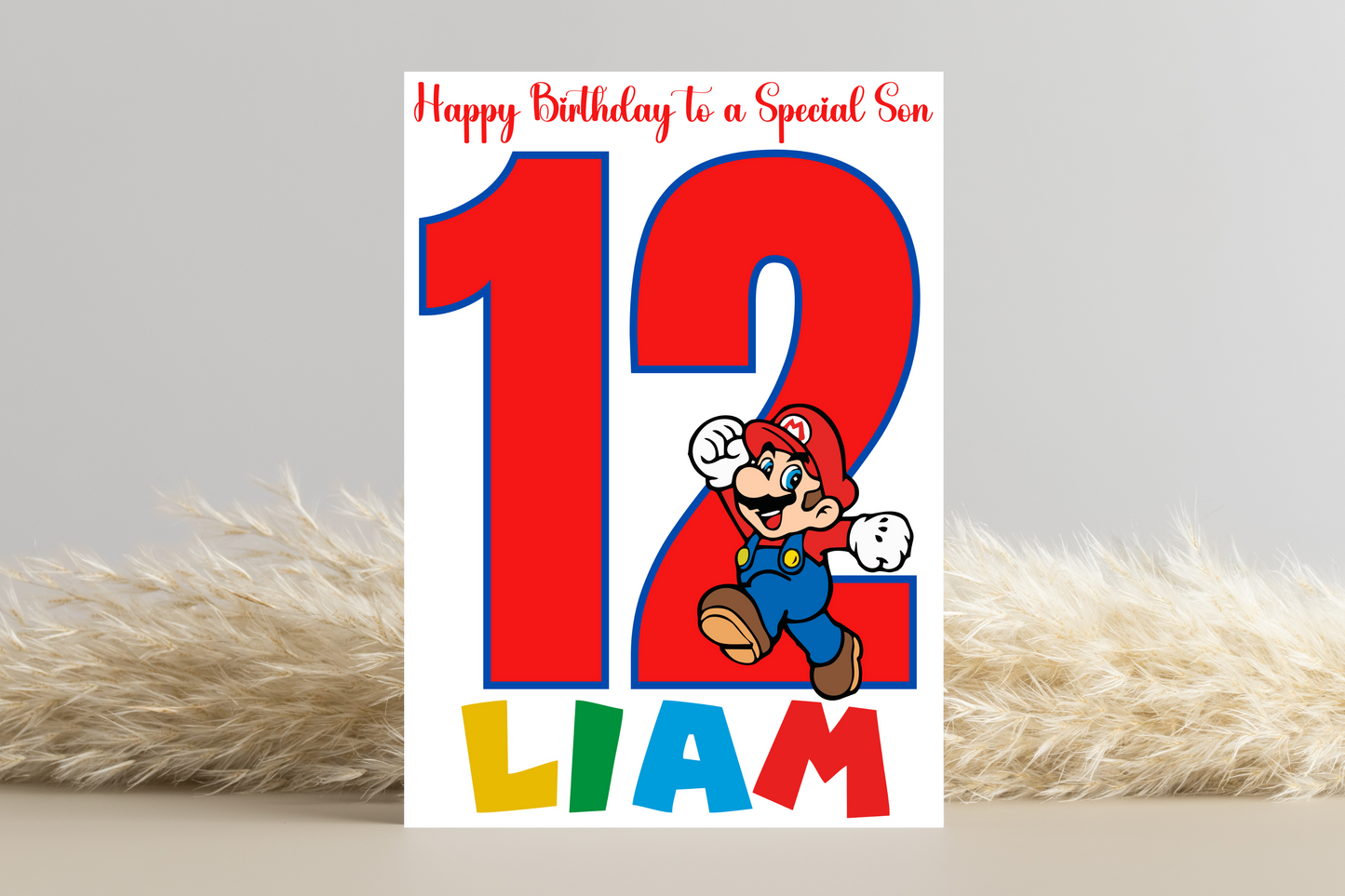 Personalised Super Mario Number Birthday Card