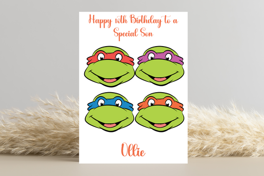 Ninja Turtle Birthday Card- Personalisable