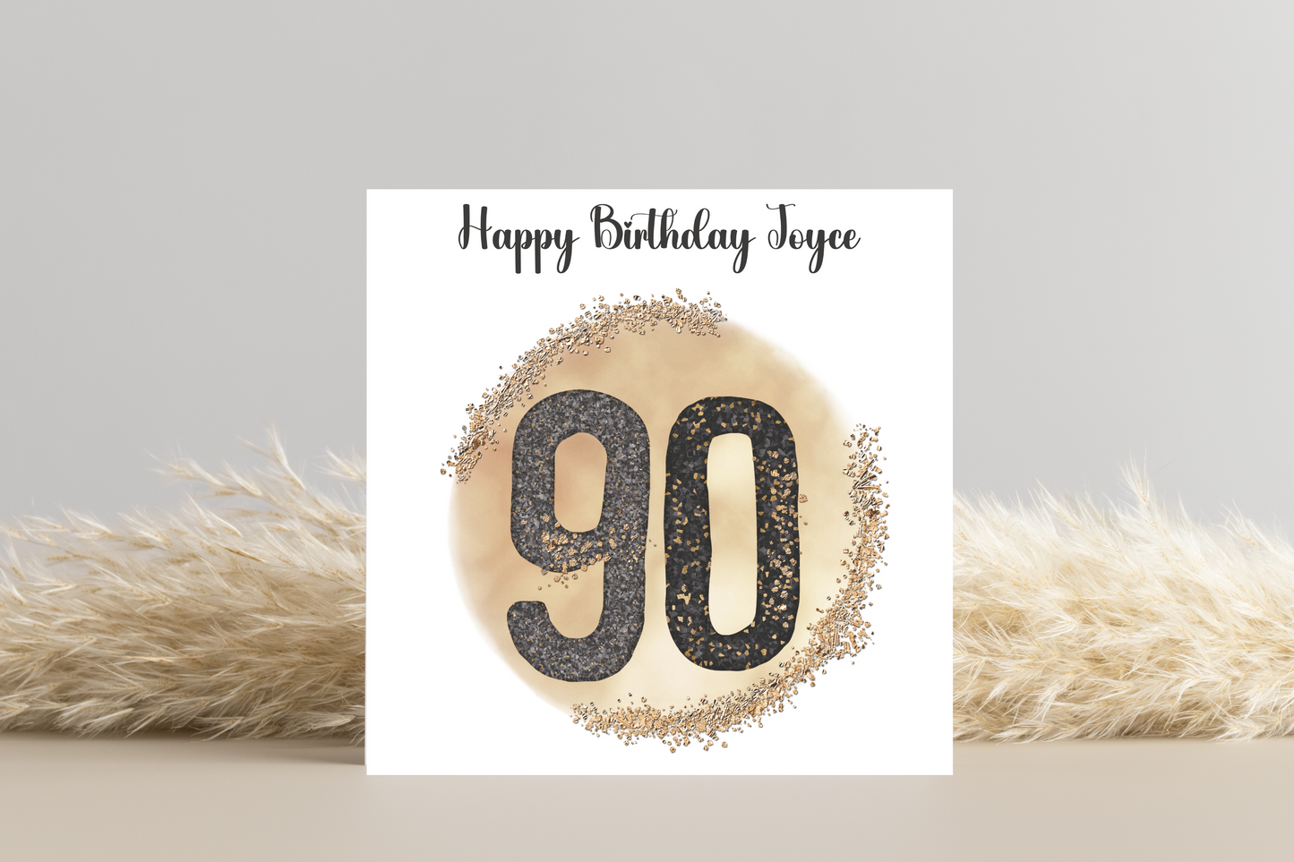 Personalised Black and Gold 90th Birthday Card