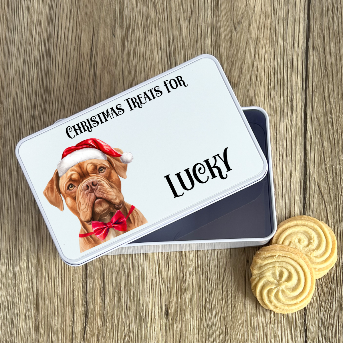 Personalised Dog Christmas Treat Tin