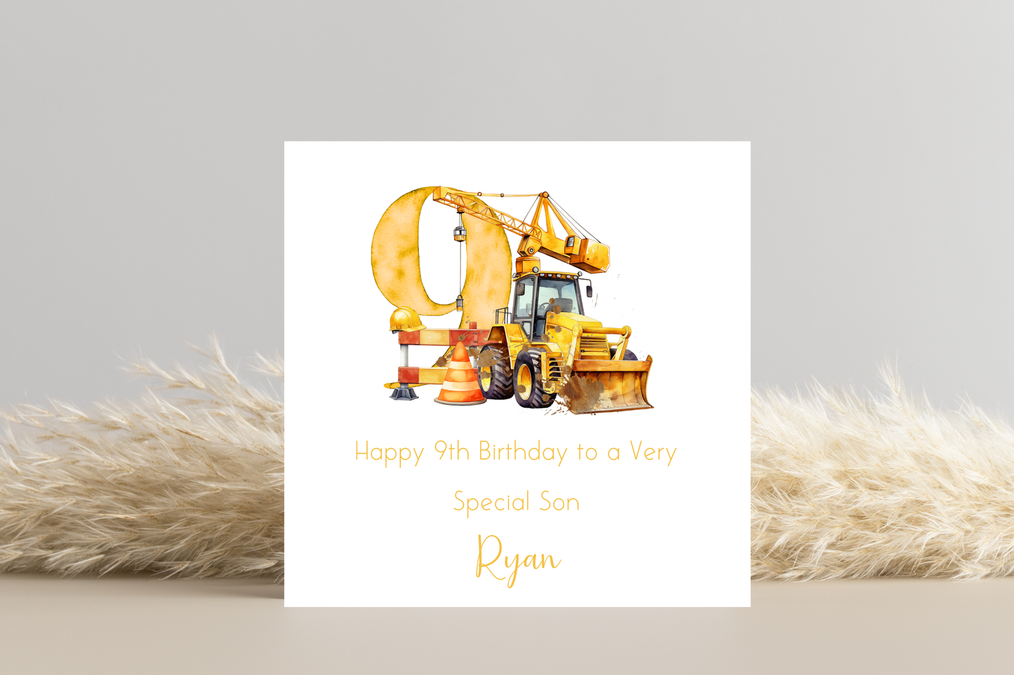 Personalised Digger Construction Themed Birthday Card