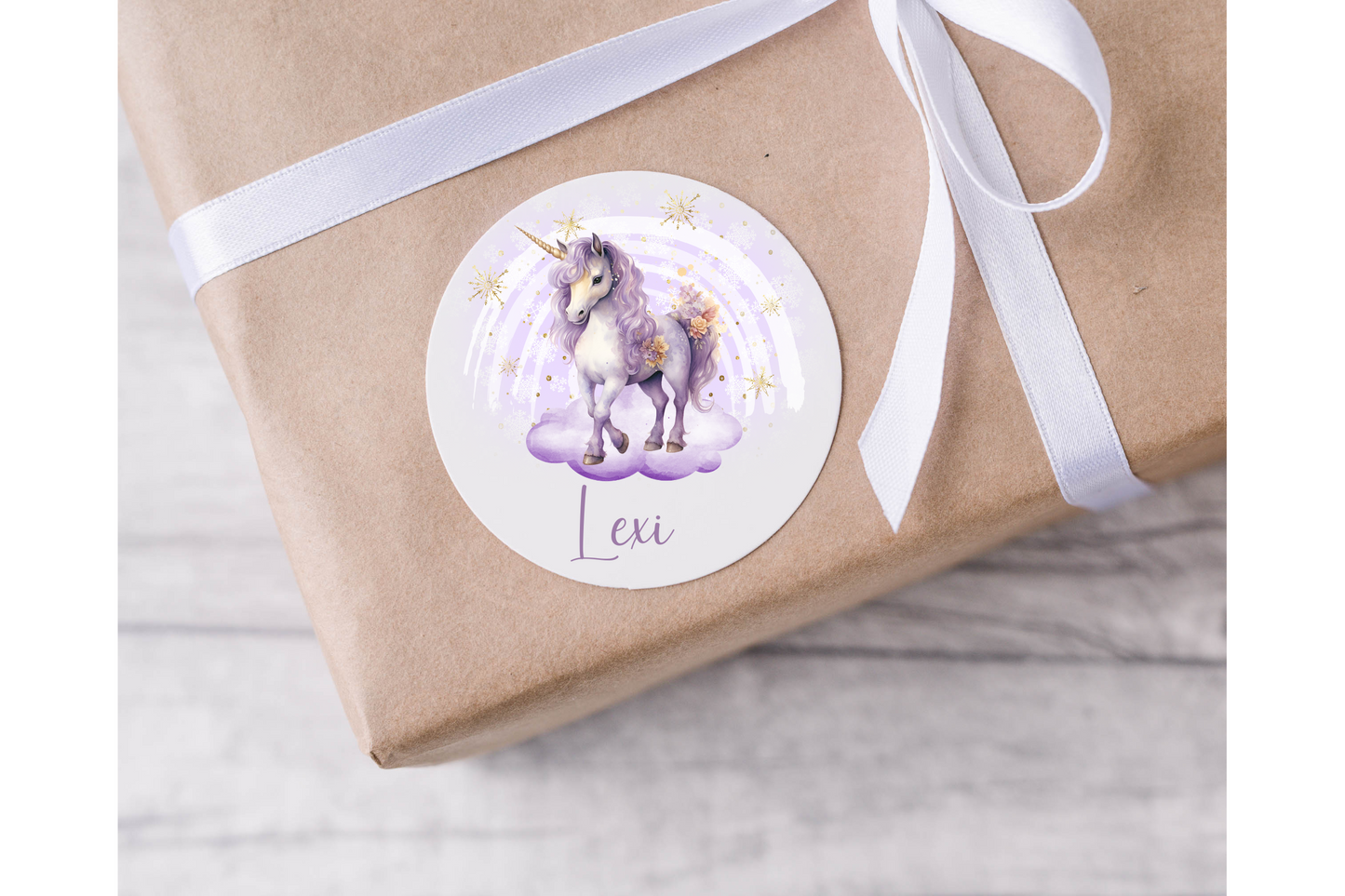 Personalised Unicorn Christmas Present Labels - 12 per sheet