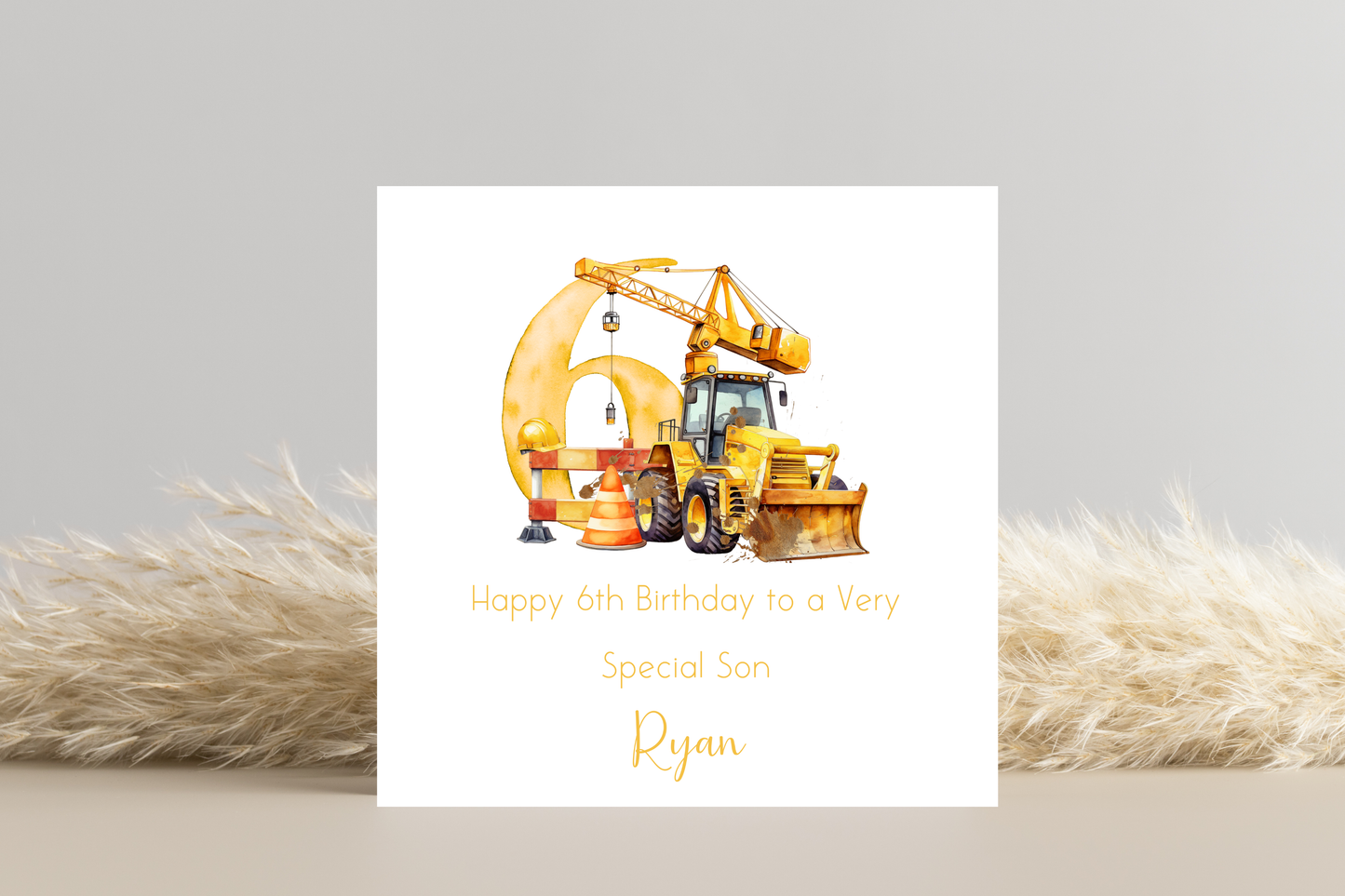 Personalised Digger Construction Themed Birthday Card