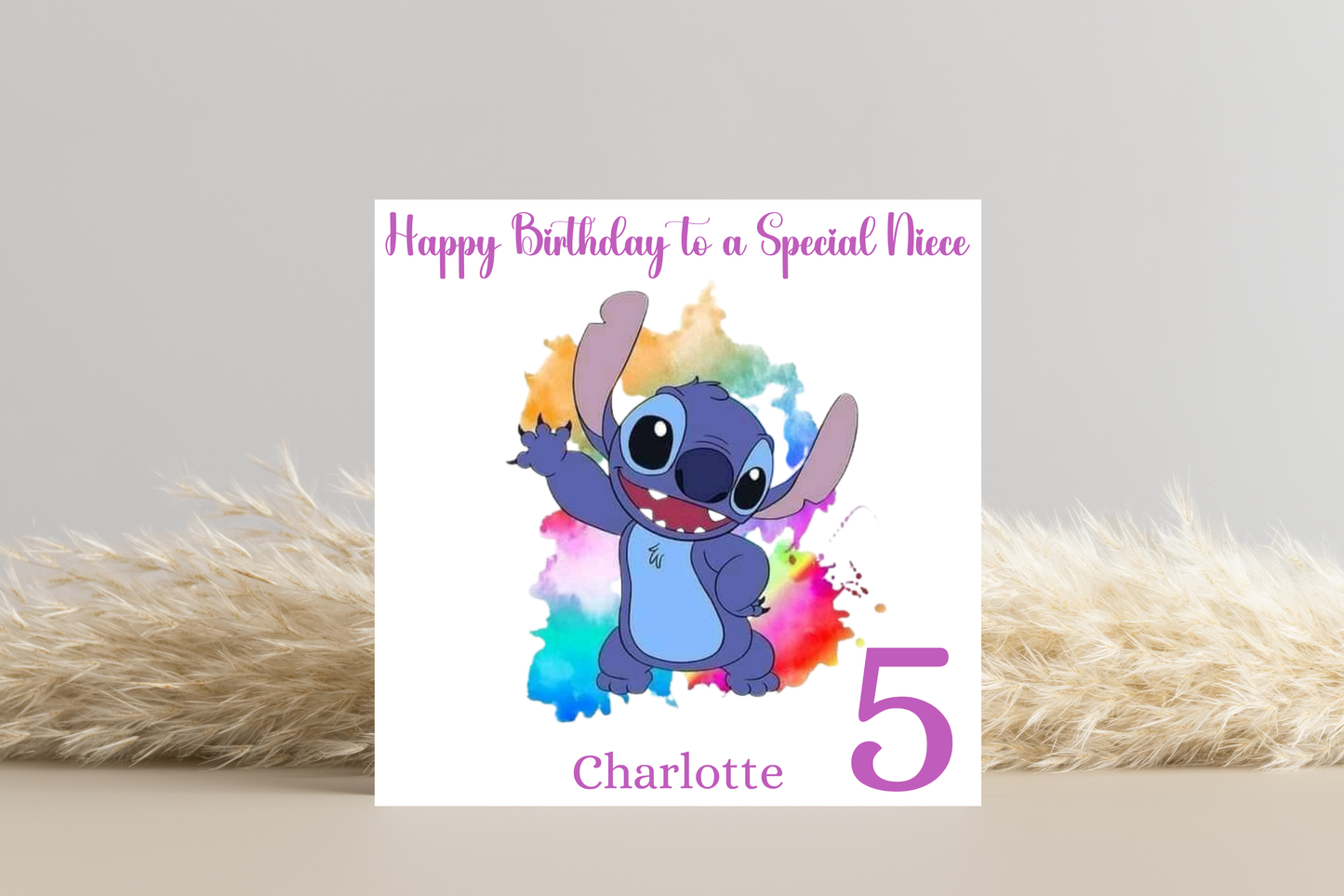 Personalised Stitch Birthday Card | Girls, Daughter, Niece | Lilo and Stitch Cheeky Card