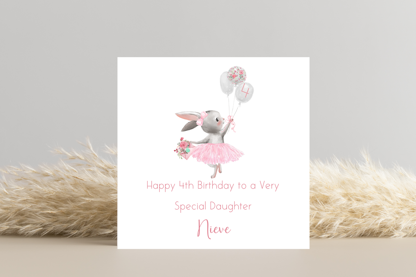 Personalised Ballerina Bunny Birthday Card