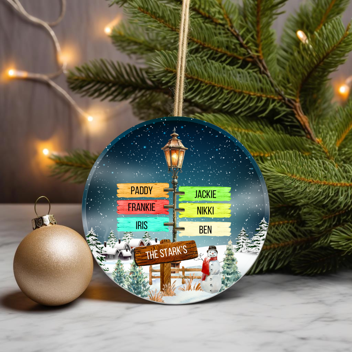 Personalised Christmas Sign Post Family Christmas Tree Decoration