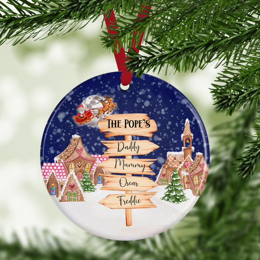 Personalised Family Names Christmas Bauble