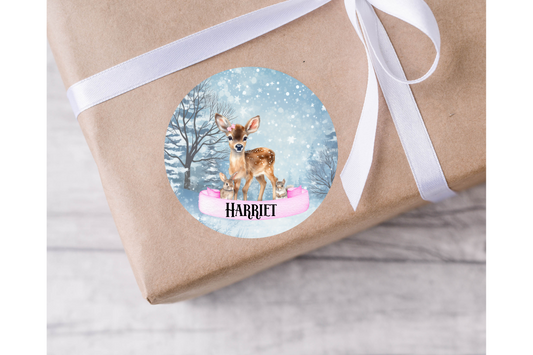 Personalised Reindeer Christmas Present Labels - 12 per sheet