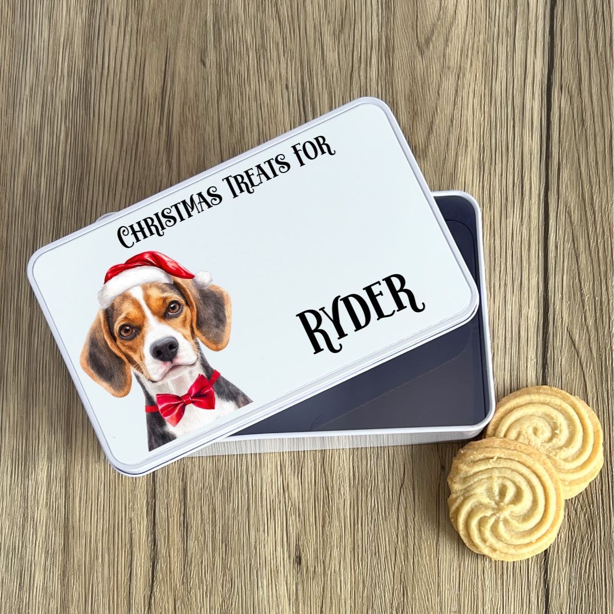 Personalised Dog Christmas Treat Tin