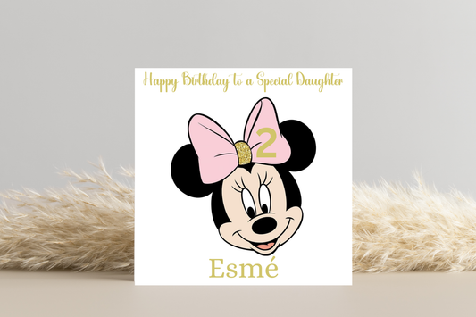 Minnie Mouse Birthday Card - Personalise with Name & Age