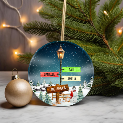 Personalised Christmas Sign Post Family Christmas Tree Decoration