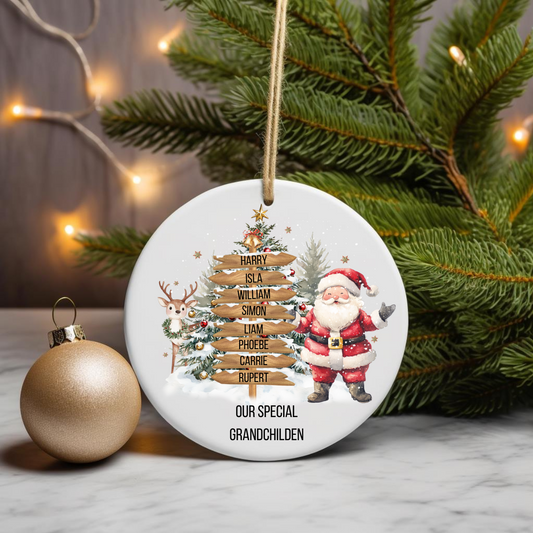 Personalised Santa  Sign Post Family Christmas Tree Decoration